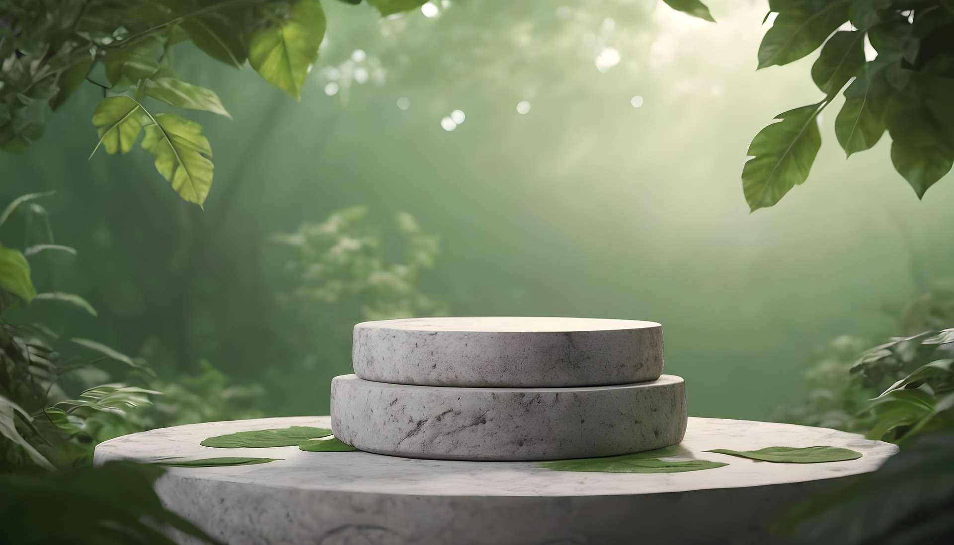 liscie i biale kamienie